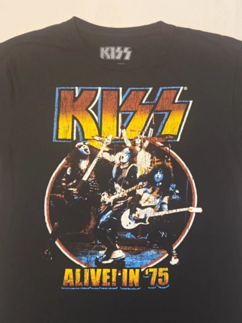KISS "Alive in '75" Men's Black T-shirt. Sz. Medium.